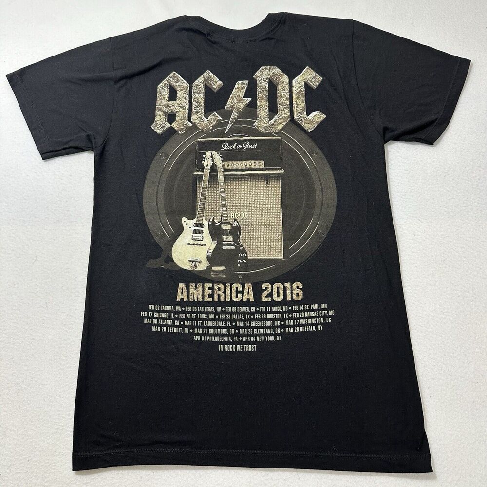 AC/DC Adult Small Rock Or Bust America 2016 Tour Tee Band Graphic T Shirt - Picture 2 of 12